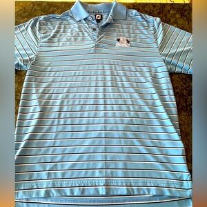 ⛳️Footjoy blue golf shirt size M. St Charles Country Club logo. Ombré stripes
